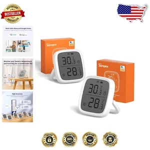 Smart Zigbee Indoor Temperature & Humidity Sensor - 2-Pack, Works with Alexa - Picture 1 of 11