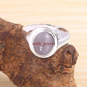 Piedras preciosas de cuarzo rosa natural con anillo de plata de ley 925 para hombre #5891 - Imagen 1 de 4