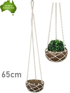 65cm Macrame Coconut Plant Holder Pot Hanger Garden Hemp Hanging Basket Decor - Picture 1 of 2
