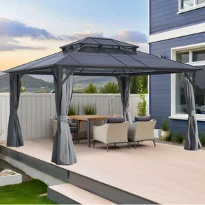 10x12FT Hardtop Gazebo Outdoor Canopy Polycarbonate Roof Patio Garden Pavilion - Picture 1 of 10
