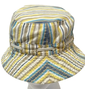 Childs Bucket Summer Sun Hat Brimmed Reversible Cotton Stripes - Picture 1 of 6