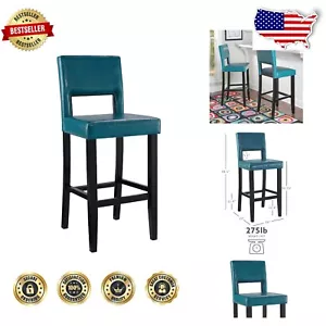 Contemporary Blue Bar Height Stool with Tapered Legs - Perfect for Kitchen Use - Picture 1 of 12