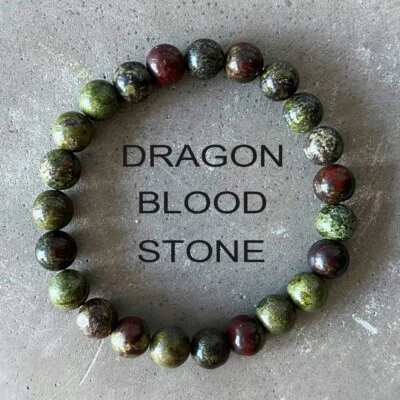 Pulsera elástica de piedras preciosas verdes de sangre de dragón natural hecha a mano Foto 1 de 3