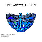 Tiffany Blue Wall Light Dragonfly Style Handcrafted Stained Glass Uplighter Lamp