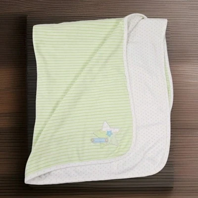 Carters Sweet Baby Stars Stripes Blanket Green Security Lovey Reversible  - Image 1 of 4