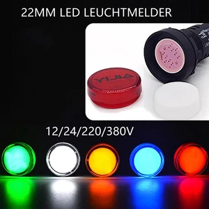 22mm LED Leuchtmelder Kontrollleuchte Signalleuchte Signallampe 12/24/220/380V - Picture 1 of 12