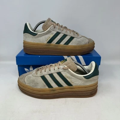 Adidas Gazelle Bold Trainers Womens Girls UK 8 Cream White Green Gum - Image 1 of 4