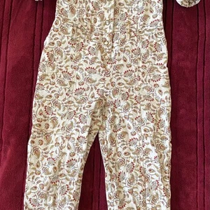 ZARA KIDS Girls Size 8 Paisley Cream Jumpsuit Missing Belt - Picture 1 of 3