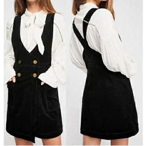 Free People Canyonlands abito maglione nero in velluto a coste taglia 12 largo balena boho - Foto 1 di 14