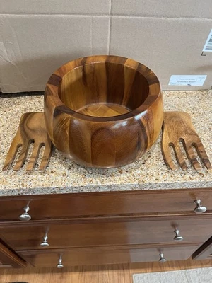 Vintage Dansk Designs Denmark JHQ 10" Large Teak Salad Bowl - Image 1 of 4