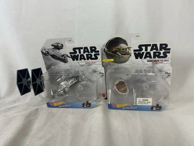 Hot Wheels Star Wars Mandalorian Razor Crest Grogu Baby Yoda Tie Fighter Lot - Image 1 of 4