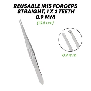 Iris Forceps Straight 0.9mm 1 x 2 Teeth Premium Surgical Instruments Tools - Picture 1 of 2