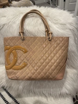 Authentic CHANEL Cambon Tote Beige Leather Shoulder Bag (US Seller) - Image 1 of 4