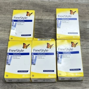 Abbott FreeStyle Optium Blood Glucose Test Strips (5 X 50)- Free Ship - Picture 1 of 3