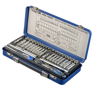 Trax ARX-14042 1/4" Drive Premium Metric/SAE Socket Set – 42Pc Professional Set - Picture 1 of 11