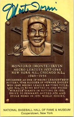 Placa dorada firmada por Monte Irvin del Salón de la Fama Foto 1 de 2