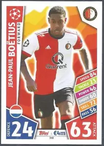 TOPPS MATCH ATTAX CHAMPIONS LEAGUE 2017-18- #358-FEYENOORD-JEAN-PAUL BOETIUS - Picture 1 of 1
