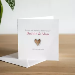Tarjeta de aniversario de boda personalizada hecha a mano octavo bronce para su esposo esposa - Imagen 1 de 3