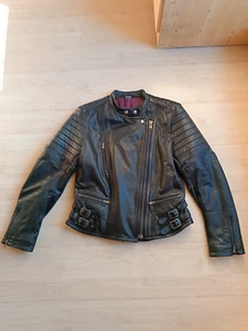 Damen-Retro-Motorrad Lederjacke 70er Style, schwarz, Gr. 40/42, guter Zustand - Bild 1 von 3