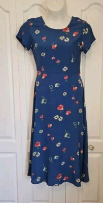 Vintage LIMITED AMERICA Dress Blue Floral Women’s 12 Tie Back Cottagecore 90s - Image 1 of 4