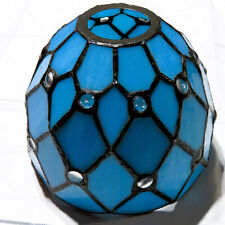 New BEAUTIFUL Leaded Stained Slag Glass Lamp Shade Tiffany Blue Style UNUSED