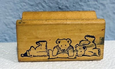 3 Bears Wood Mounted Rubber Stamp Santa Hat All Night Media Three Bears - Image 1 of 3