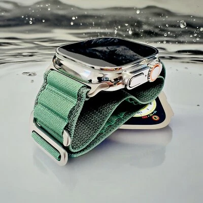Apple Watch ULTRA 2 49mm Polished Custom Titanium Green Loop Band Custom - Image 1 of 3