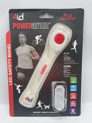 New 4id Powerarmz Reflective LED Safety Running Arm Band in White/Red - Image 1 of 2