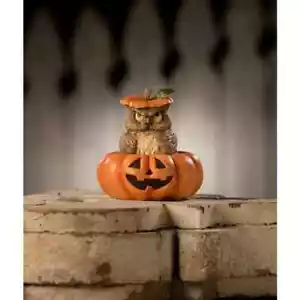 Figura de Halloween Bethany Lowe "Mr. Grumps" Búho en Jack O'Lantern - Imagen 1 de 2