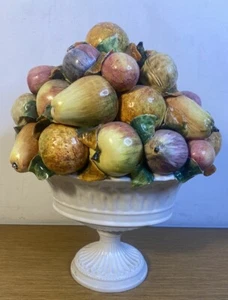 Vintage Capodimonte Limited Edition / #102 Keramik Standschale mit Obst Italien "schön" - Bild 1 von 7