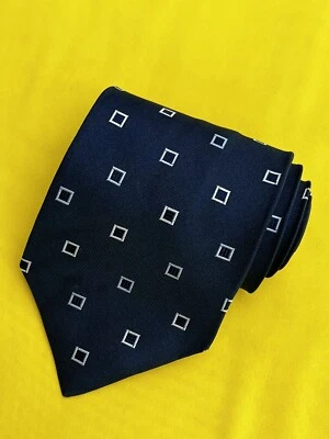 Auténtica corbata PAUL SMITH diseño de cuadros lisos en azul marino 100 % seda Foto 1 de 4