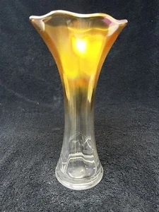 Carnival Marigold Partially Flashed 10 Inch Vase - Picture 1 of 3