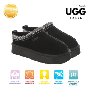 DK® UGG Platform Slippers Women/Men AUS Sheepskin Wool Tasmanian Slide Tazzy - Picture 1 of 14
