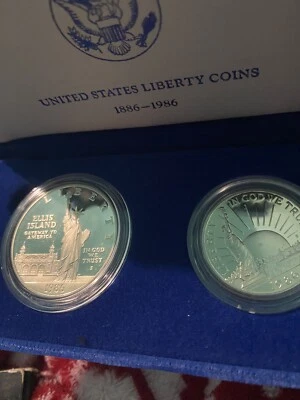 Silver Dollar And Half Dollar 1886 1986 - Image 1 of 4