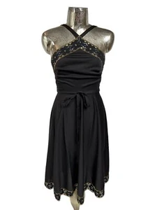 AFTER SIX - RONALD JOYCE Womens Dress Size Small 10-12 Black & Gold Vintage EU38 - Picture 1 of 14