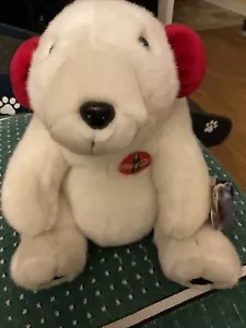 COCA-COLA Plush Design White Teddy Bear Sitting SOFT Toy 1996 12" - Picture 1 of 5
