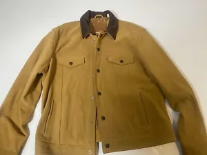 Levi’s Highland Suede Leather Trucker Jacket Large Custom Leather Collar 1 Of 1 - Picture 1 of 11