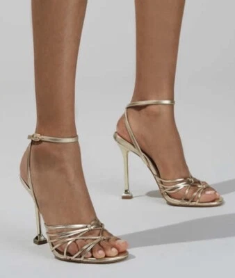 Carvela GLOWING gold high heel Sandal Strappy size 7.5 (runs Small Fits 6.5 ) - Image 1 of 4