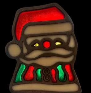 Vintage Gusseisen Buntglas Weihnachtsmann Weihnachten Votivkerzenhalter - Bild 1 von 8