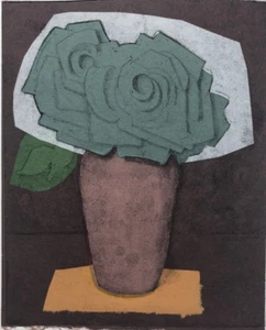 "Silk Roses" 9 3/4 x 8 Artist Proof Etching-C. 1980s-Frances Elizabeth Peyton - Picture 1 of 5