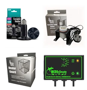 Arcadia Reptile Ceramic Heater Bundle CHE, Lamp Holder, Guard & Pulse Thermostat - Picture 1 of 4