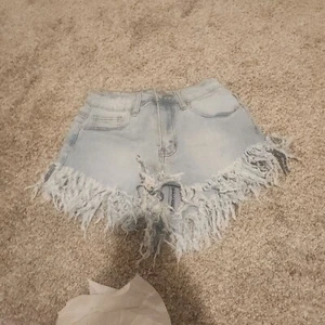 Shein Blue Denim Women Size High Rise Festival Jean Shorts Woman XS - Picture 1 of 5