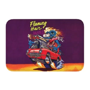Felpudo Rat Fink antideslizante puerta de entrada rata fink flameante alfombras de pelo alfombra alfombra - Imagen 1 de 3