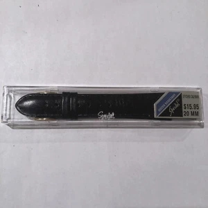 Cinturino orologio Speidel nuovo lungo 20 mm in vera pelle di vitello nero resistente all'acqua - Foto 1 di 4