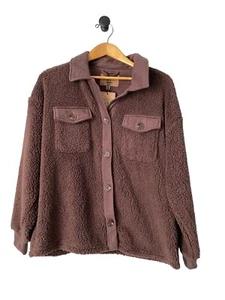 Pink Rose Button Up Sherpa Jacket NWT Womens Size L - Picture 1 of 8