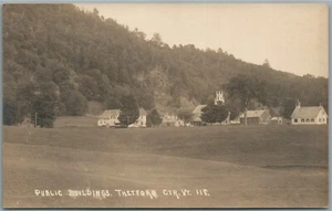 THETFORD CENTER VT PUBLIC BUILDINGS ANTIQUE REAL PHOTO POSTCARD RPPC - Picture 1 of 2