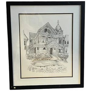Gene Shankman Palos Verdes California Artista Pluma Tinta Dibujo Casa Victoriana #2 - Imagen 1 de 8