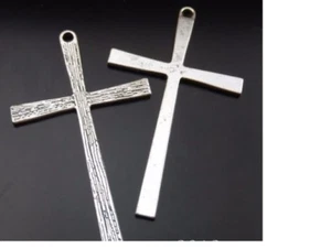 X LARGE steel ITALIAN CROSS CRUCIFIX GOD pendant SILVER 20" necklace men male - Picture 1 of 6