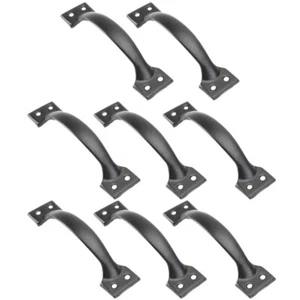 8 Pc Black Door Handle Gate Pull Bulk Metal Handles for Cabinets Rustic - Picture 1 of 12