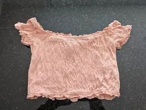 New Look Elasticated top size UK8 peach / pink girls women ladies - Picture 1 of 2